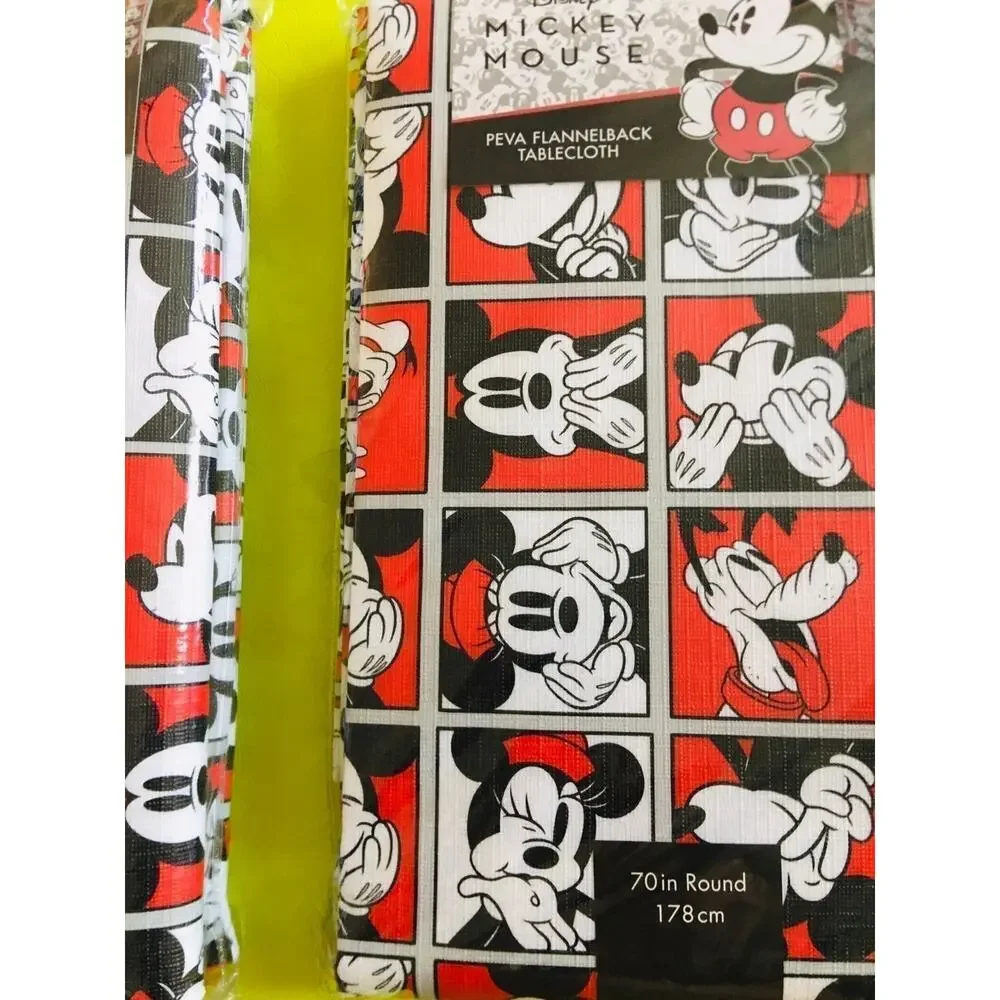 New❤️Mickey Mouse PEVA Flannelback Round Tablecloth